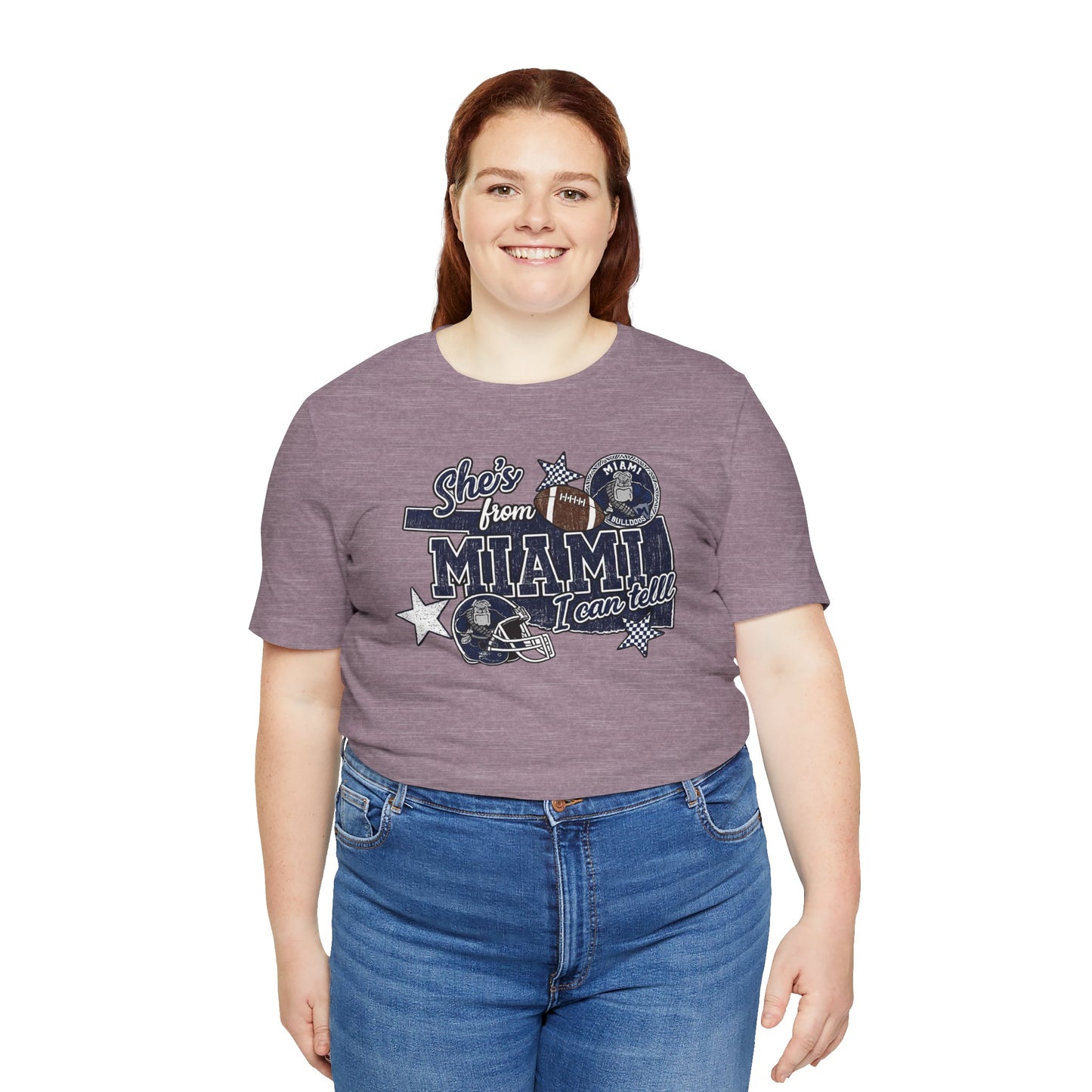 She's From Miami Graphic Tee — Retro Football Fan Shirt