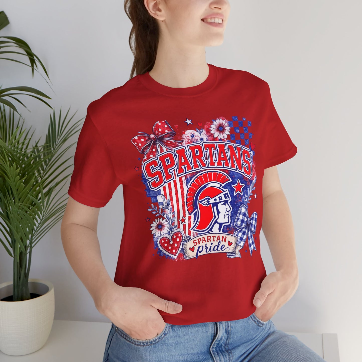 Spartans Pride Graphic Tee — Red, White & Blue School Spirit T-Shirt