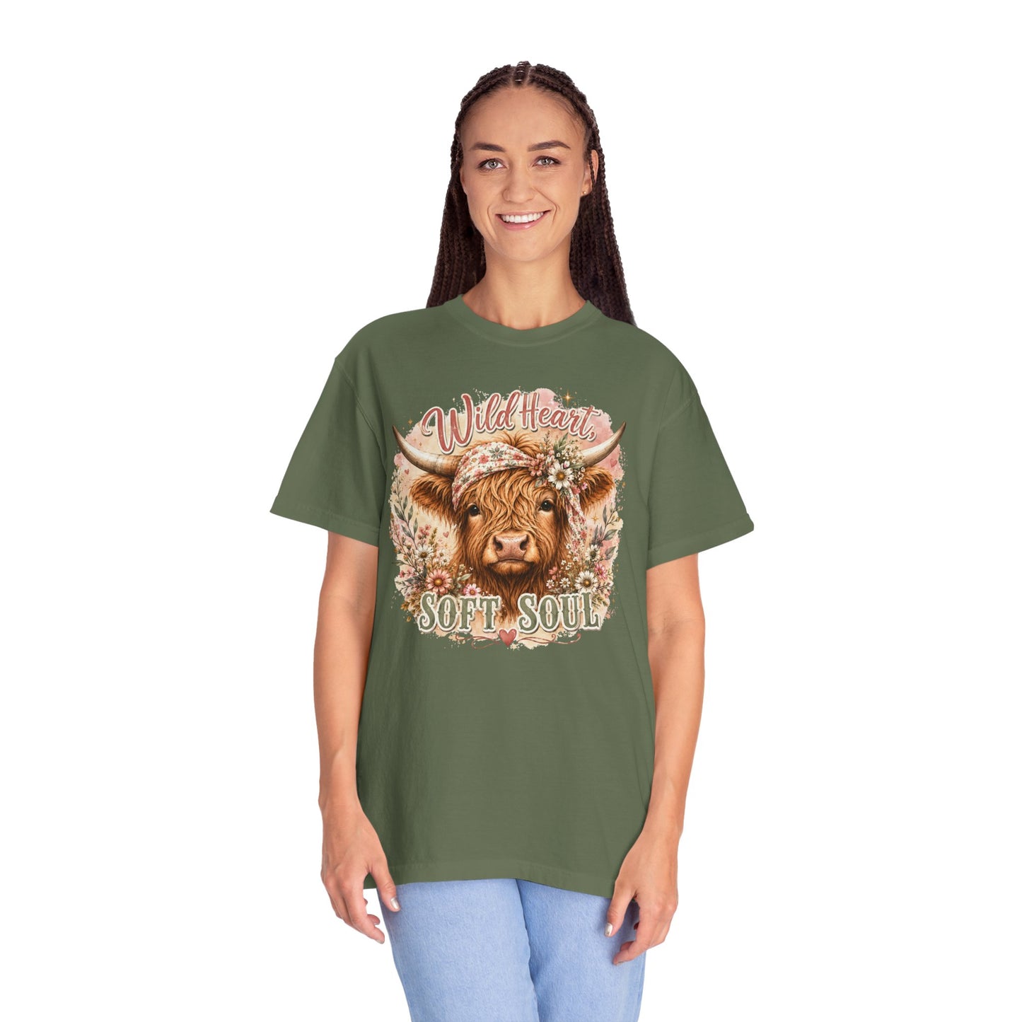 T-Shirt — “Wild Heart, Soft Soul” Highland Cow Graphic Tee