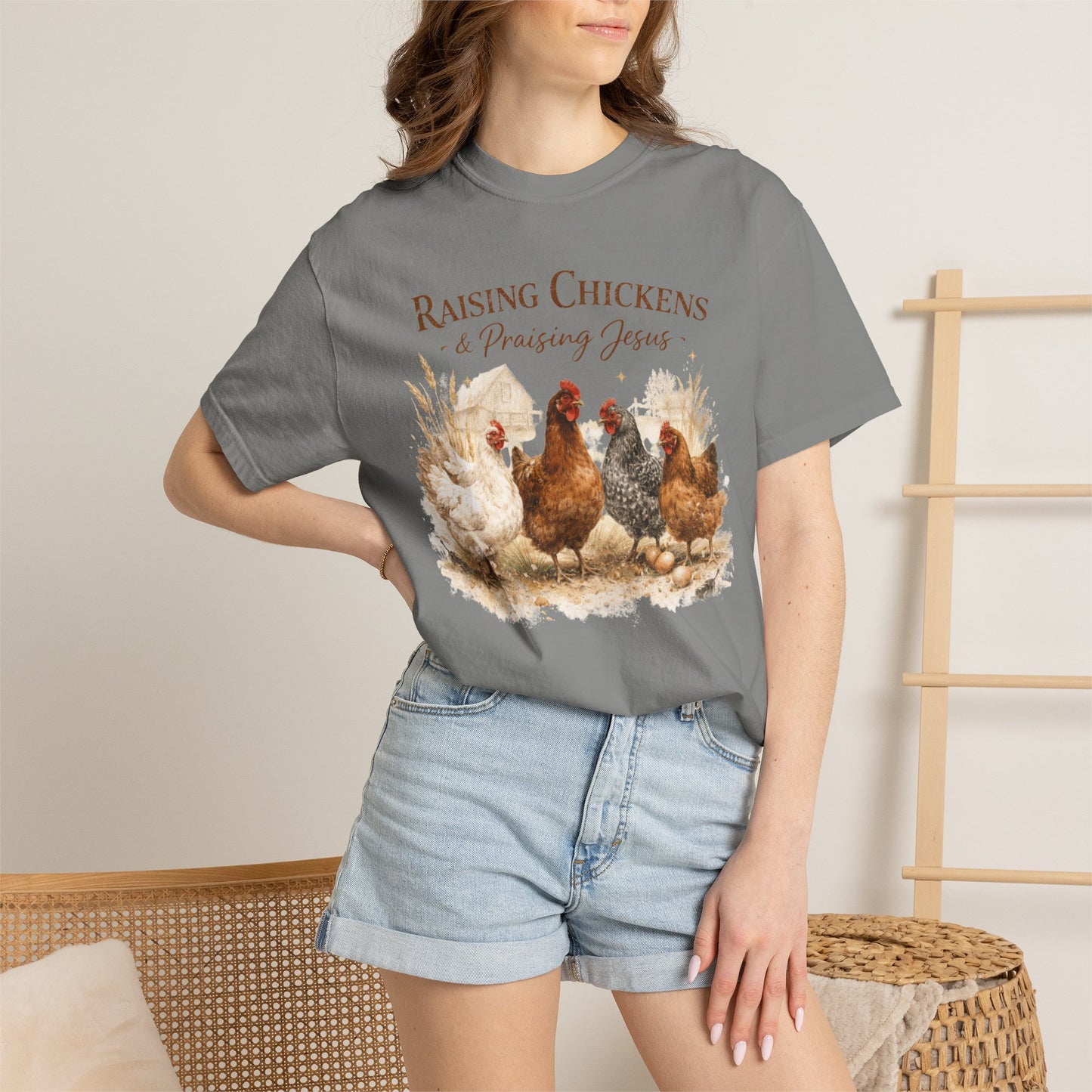 Raising Chickens Praising Jesus T-shirt