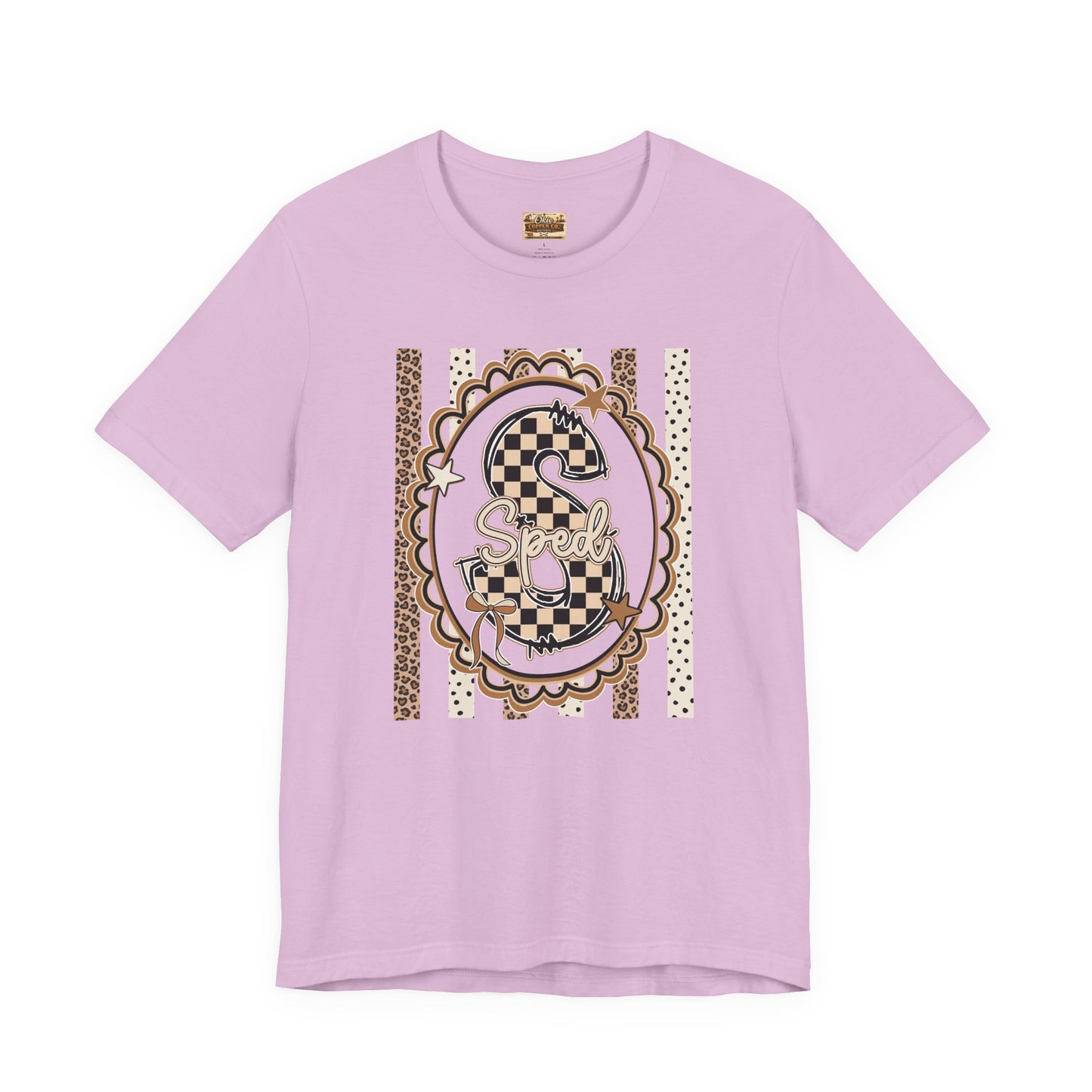 Sped S Monogram Tee — Checkerboard Leopard Graphic T-Shirt