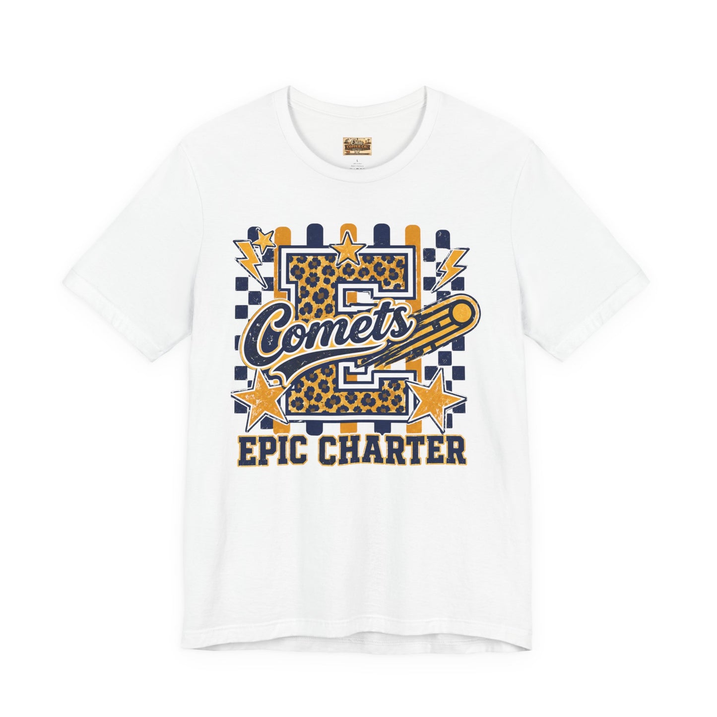 Comets Epic Charter Baseball T-Shirt — Leopard Letter Sports Tee