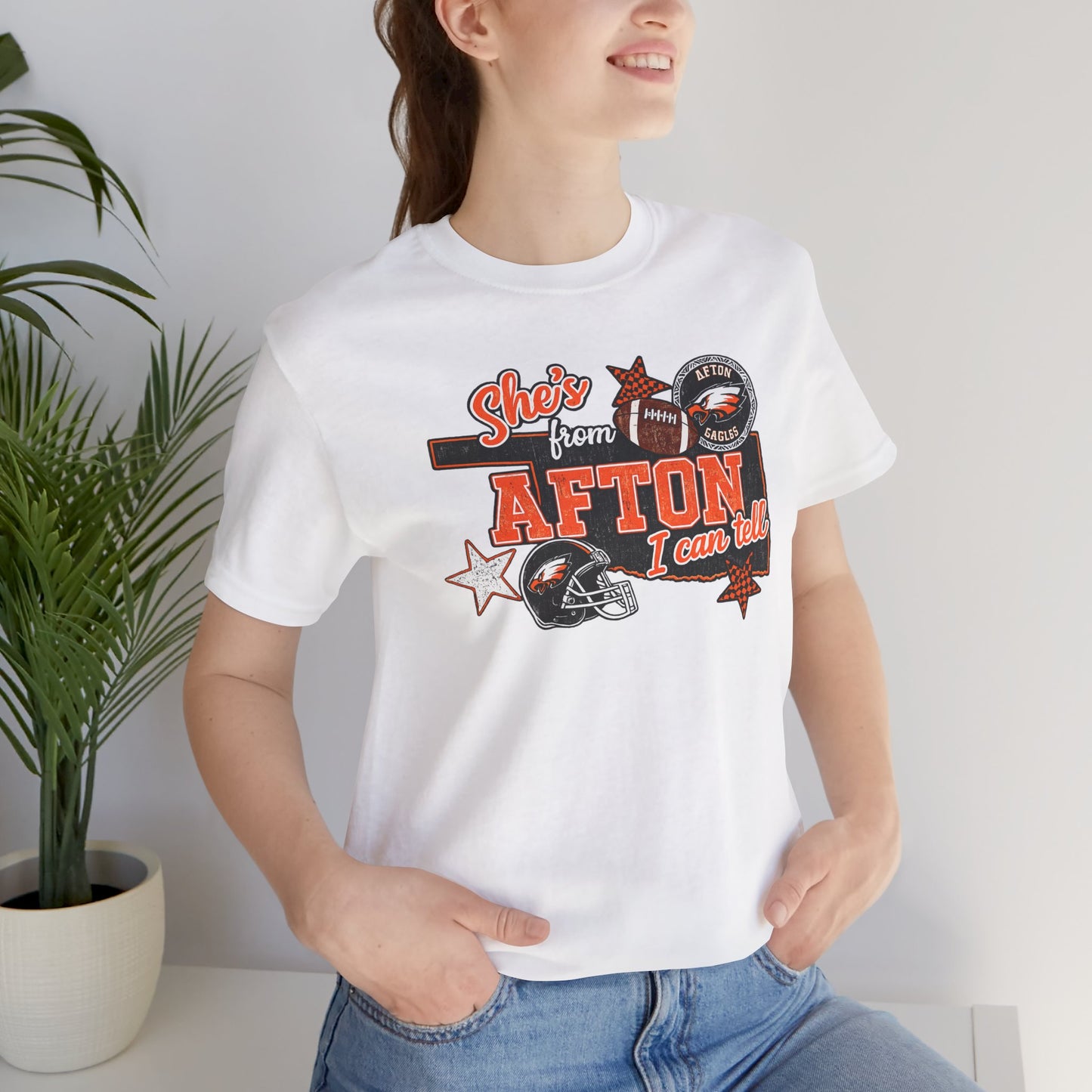 Afton Football Town Retro Graphic Tee — "Shes from Afton I can too"