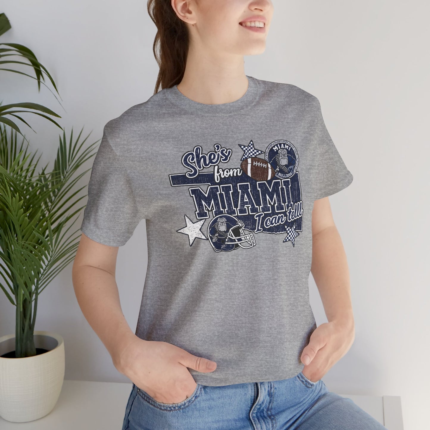 She's From Miami Graphic Tee — Retro Football Fan Shirt