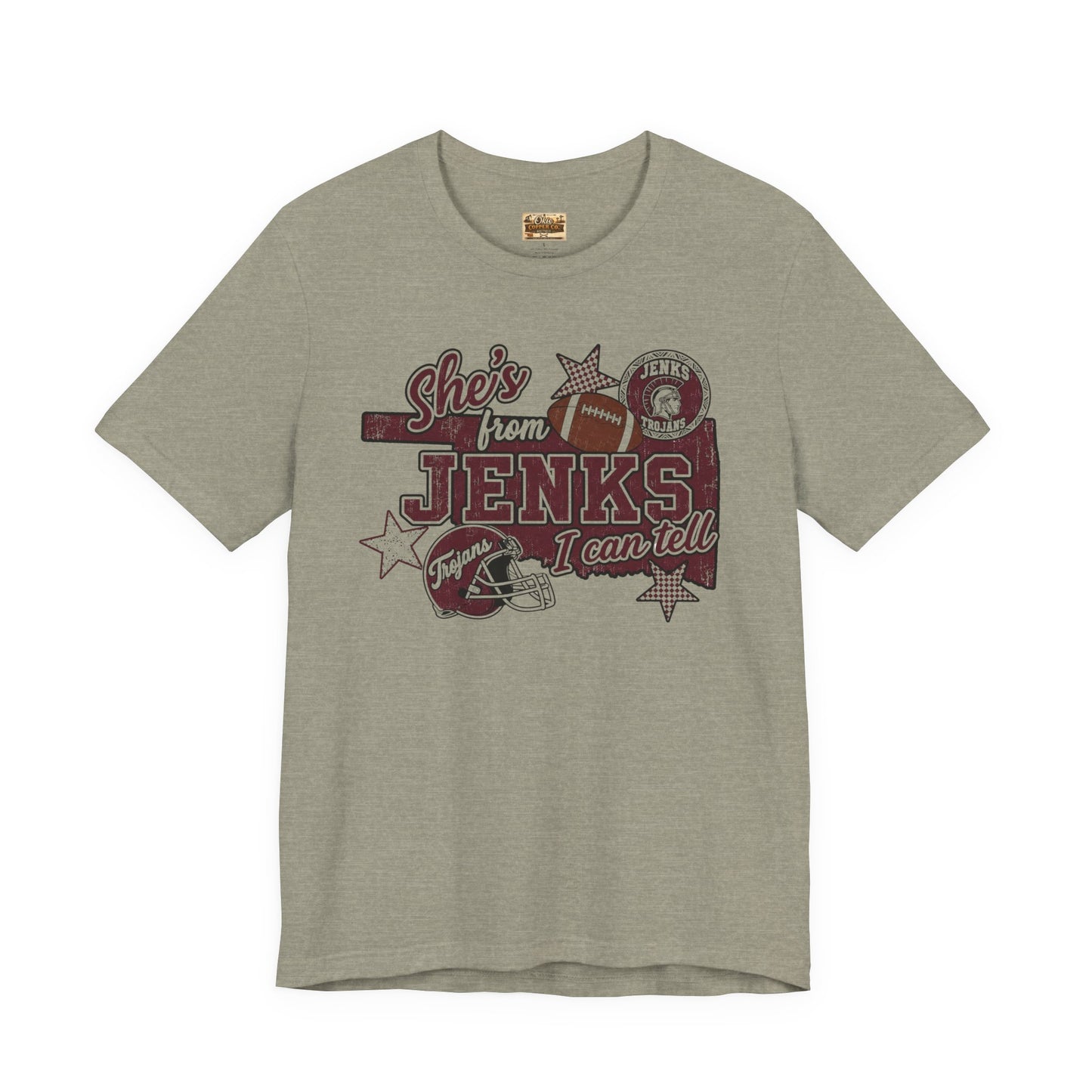 She's from Jenks Tee — Vintage High School Football Graphic T-Shirt
