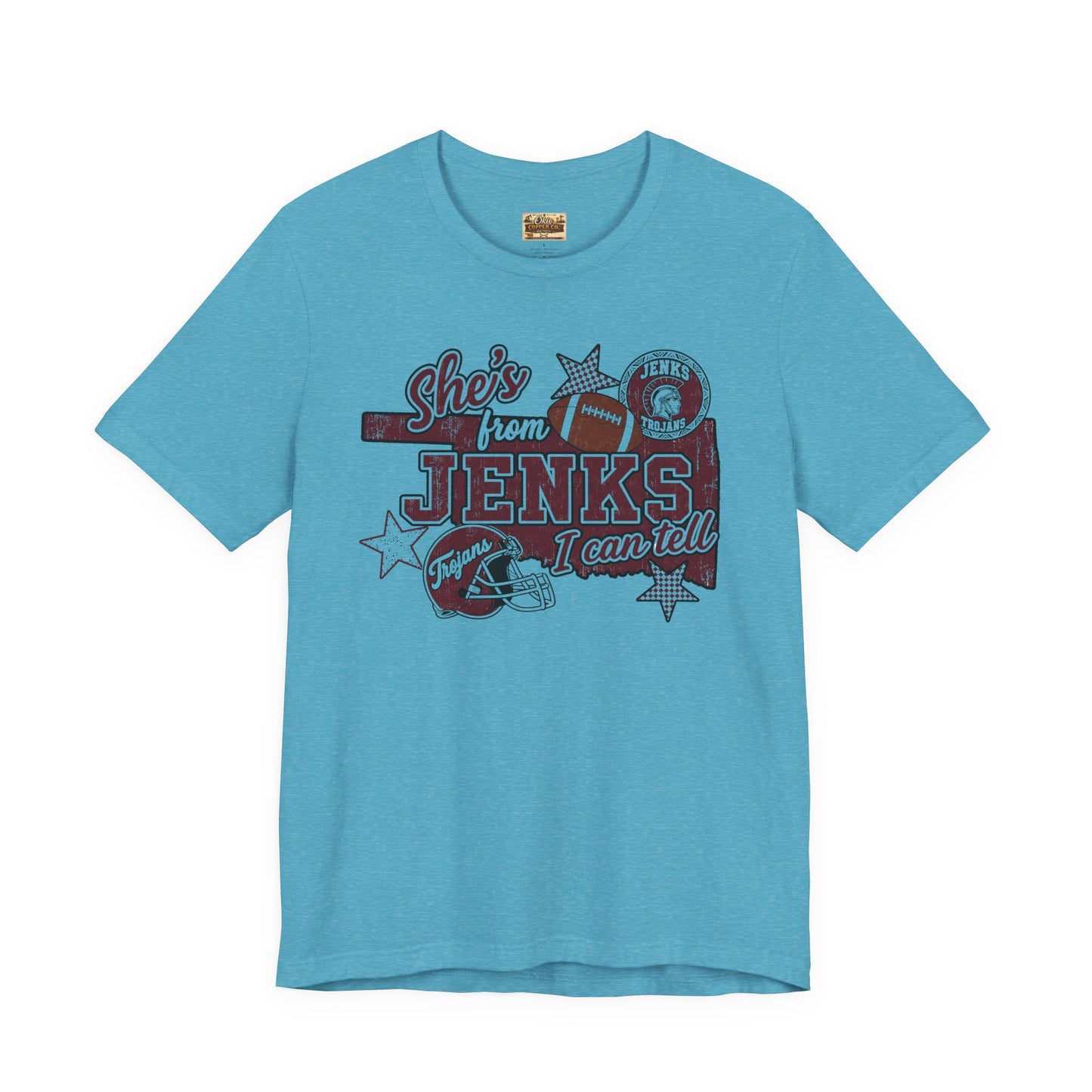She's from Jenks Tee — Vintage High School Football Graphic T-Shirt
