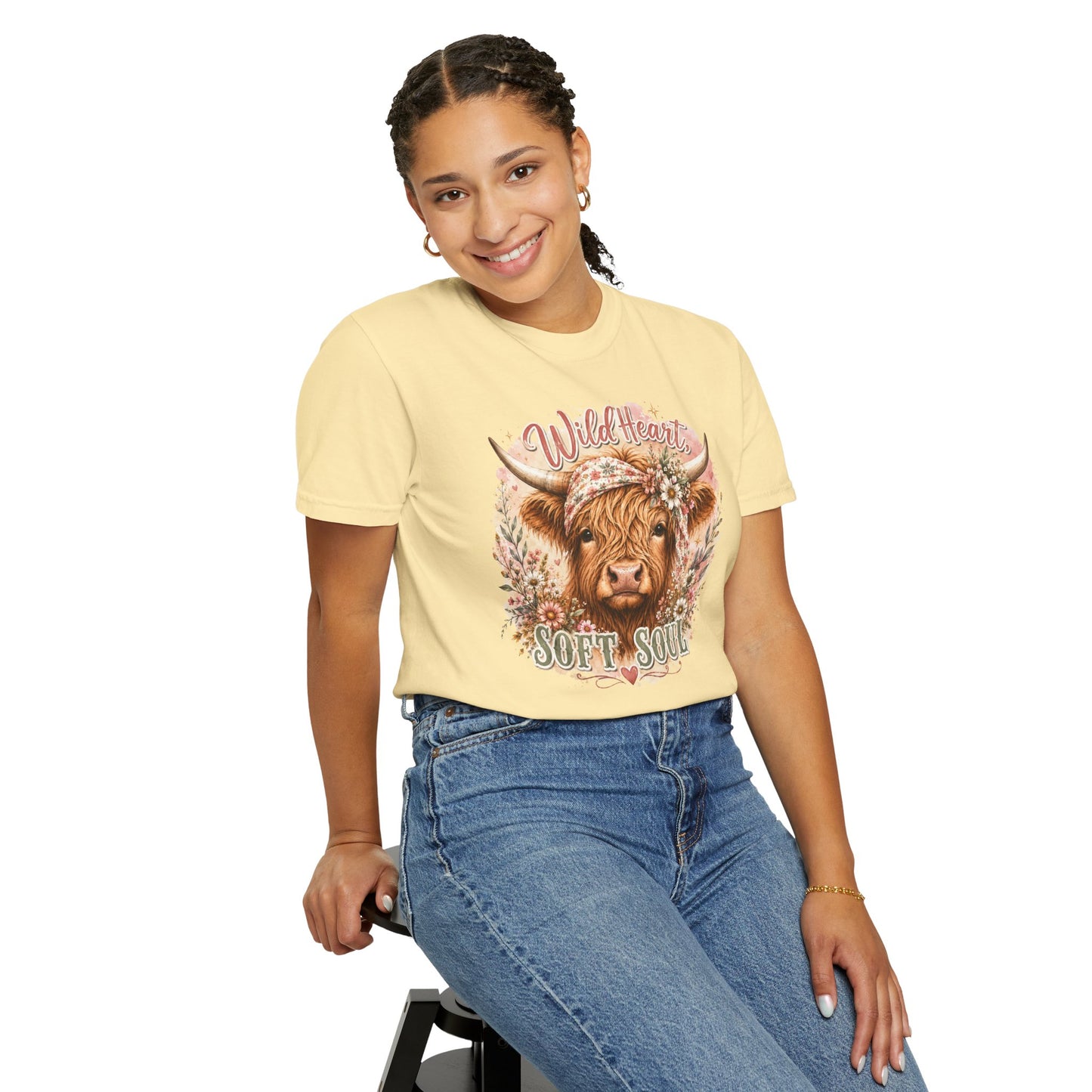 T-Shirt — “Wild Heart, Soft Soul” Highland Cow Graphic Tee