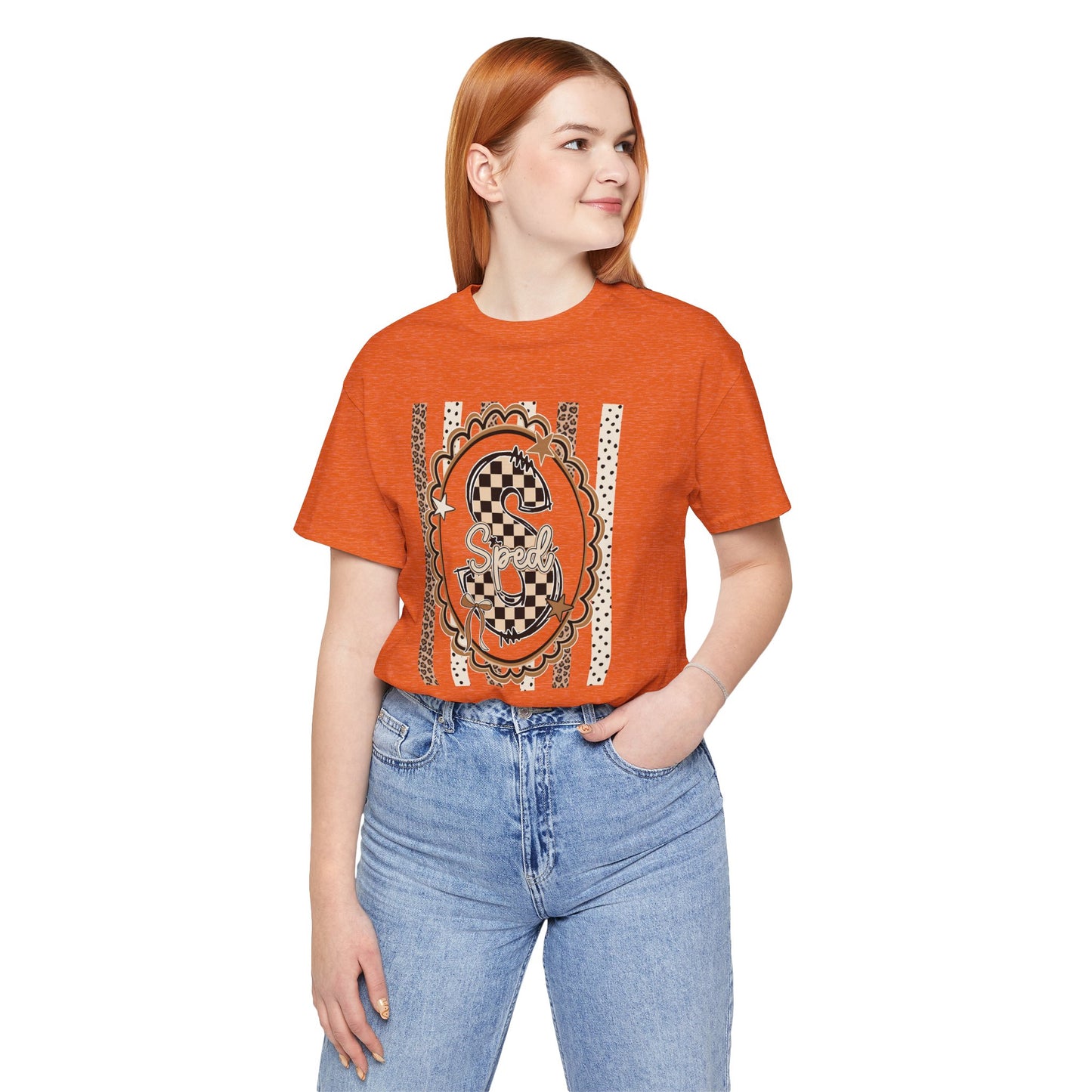 Sped S Monogram Tee — Checkerboard Leopard Graphic T-Shirt