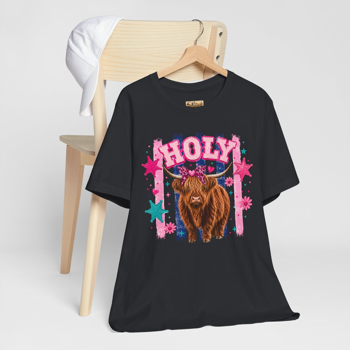 Holy Cow Highland Cow Graphic Tee — Cute Pastel Ranch Shirt