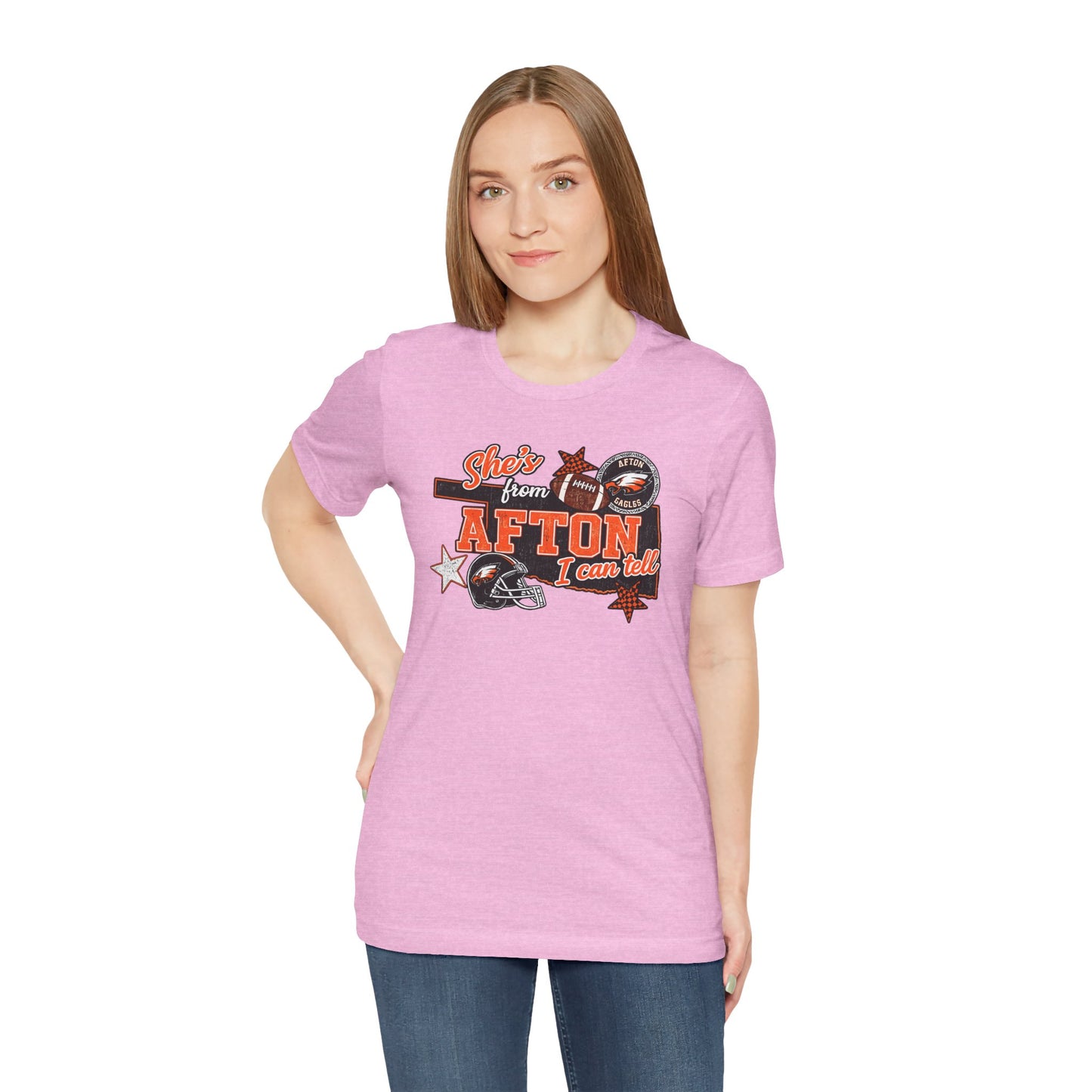 Afton Football Town Retro Graphic Tee — "Shes from Afton I can too"