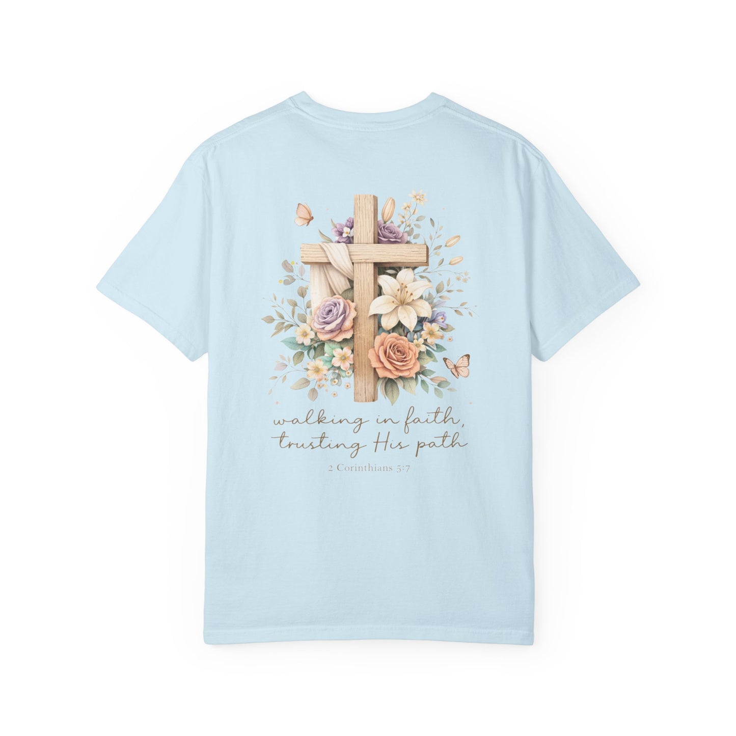 Jesus Is the Light T-Shirt — Floral Cross Christian Tee (Walking in Faith)