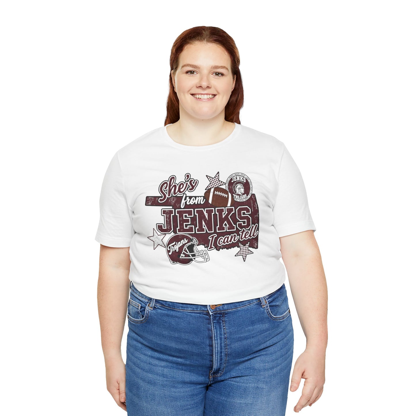 She's from Jenks Tee — Vintage High School Football Graphic T-Shirt