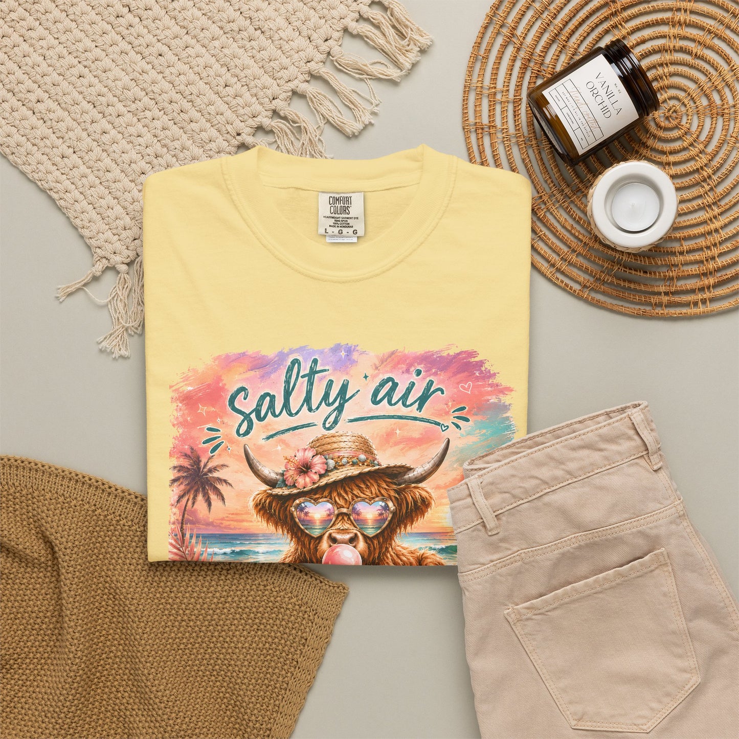 Salty Air "Don't Care" Beach Cow Graphic T-Shirt