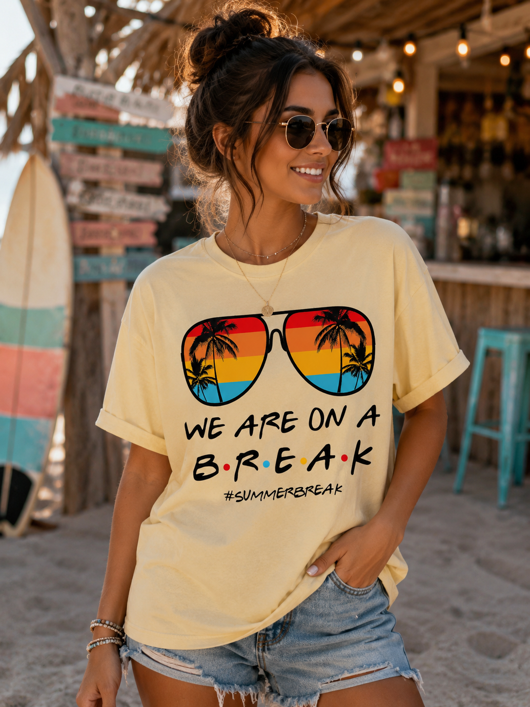 Pre-Order Summer Vacation Graphic Gildan Tee | Retro Beach Inspired UV DTF Shirt