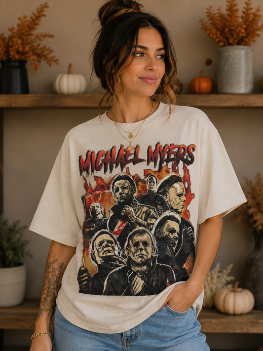 Pre-Order Horror Movie Inspired Slasher Graphic Tee | Halloween Graphic Shirt