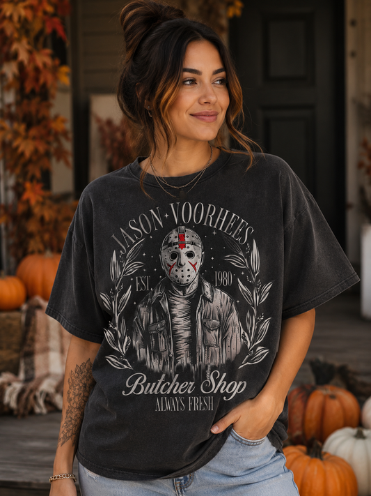 Pre-Order Vintage Butcher Shop Graphic Tee | Horror Inspired UV DTF Shirt