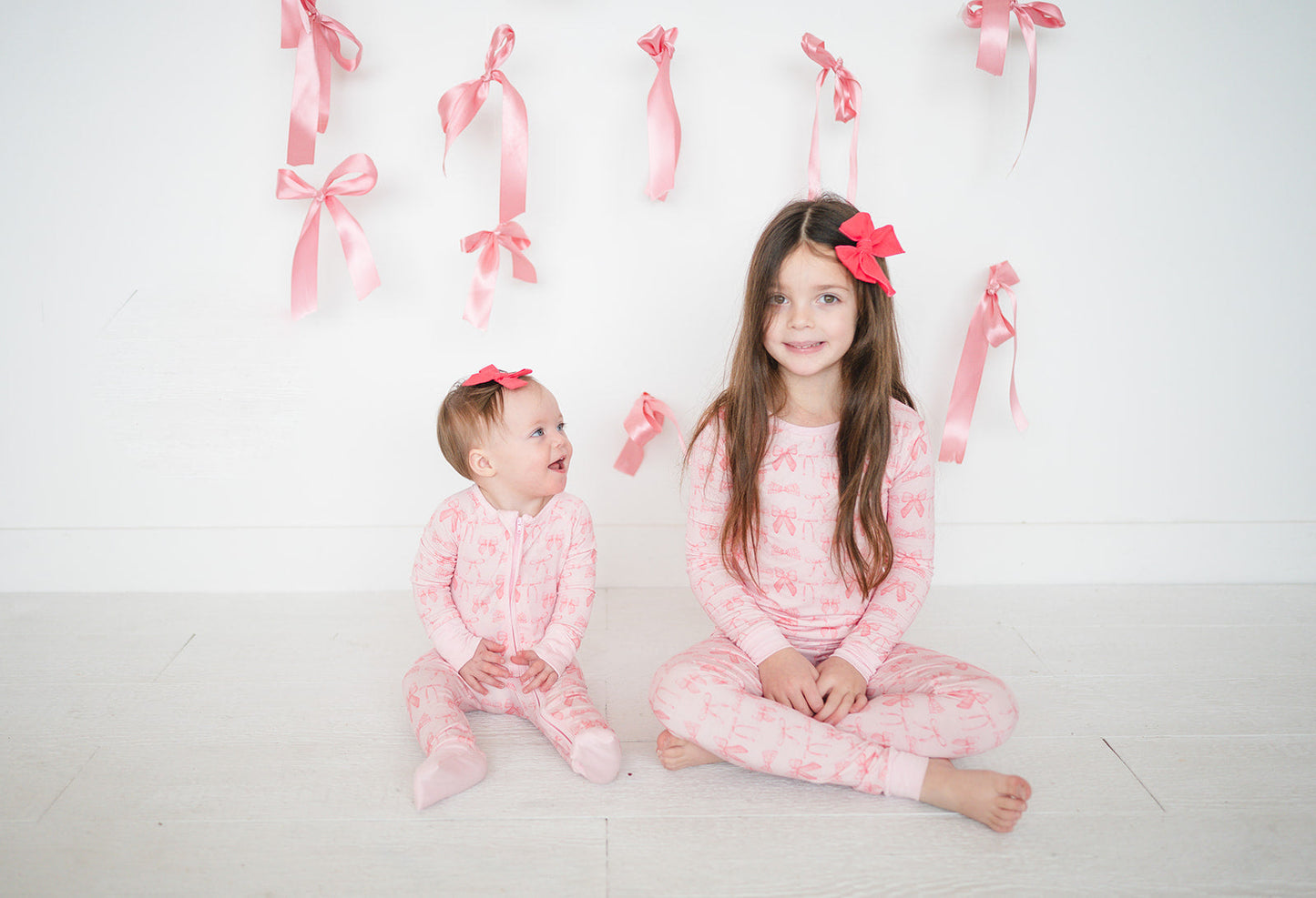 Pink Bows (Convertible Zip Footies)
