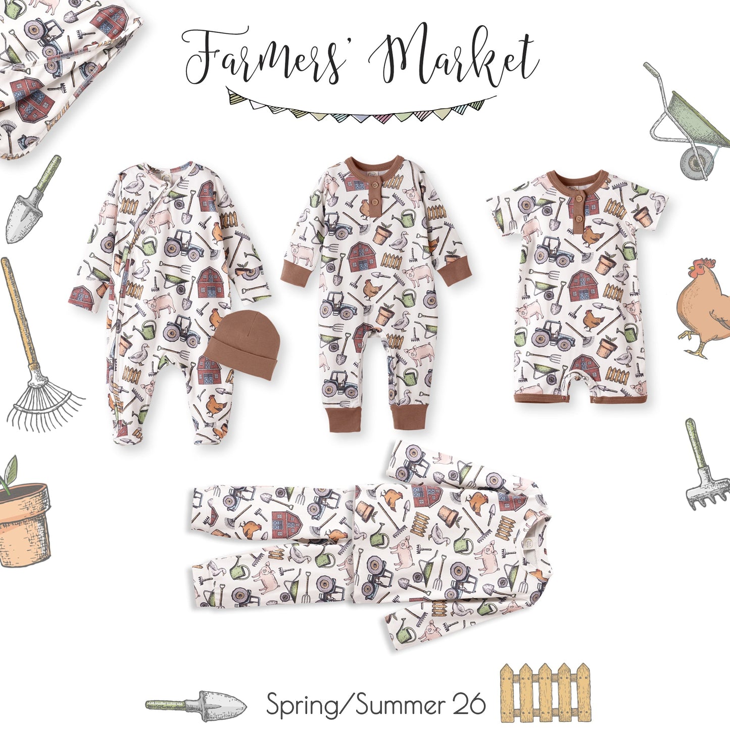 Farmer's Market Baby Zipper Romper