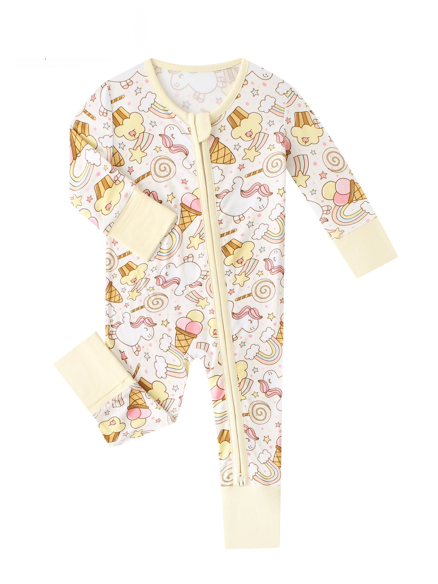 Rainbow Snacks Bamboo Baby Convertible Zippy Romper