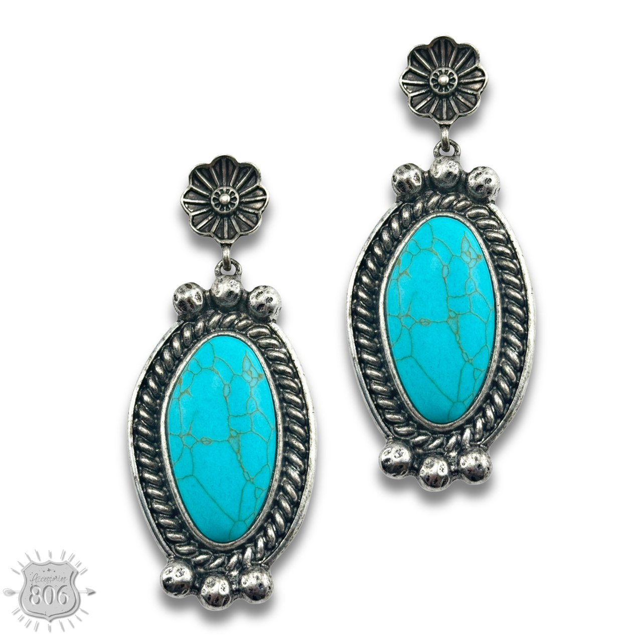 Western oval stone teardrop earring, last call