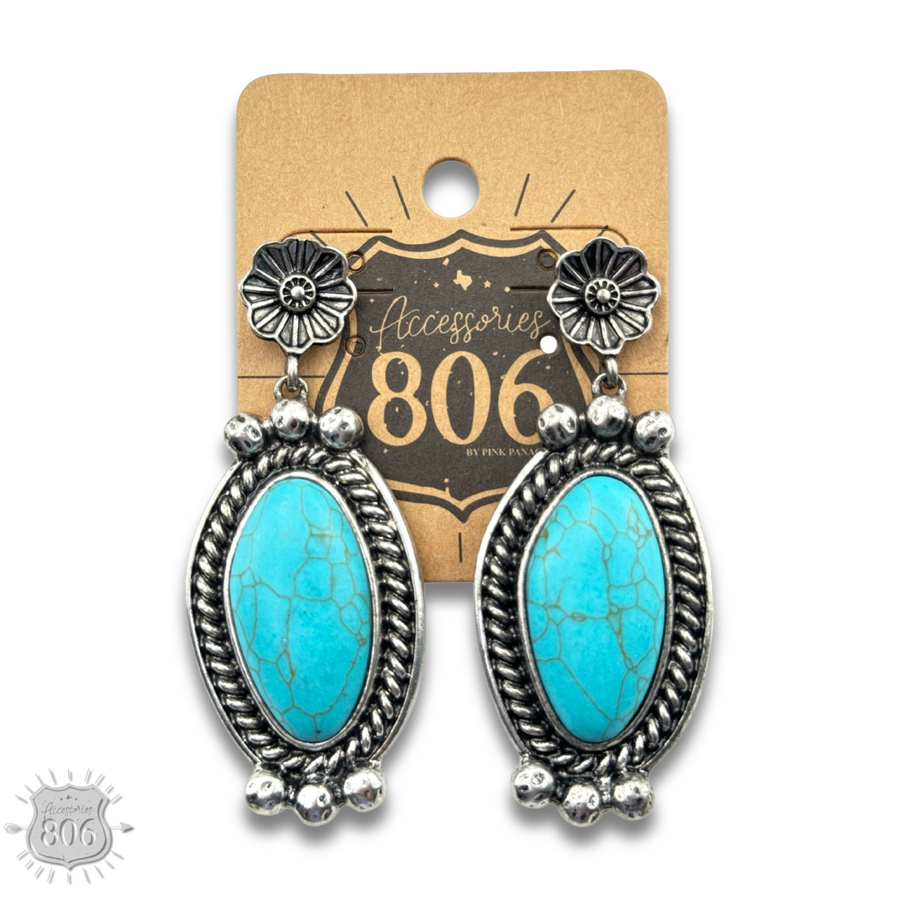 Western oval stone teardrop earring, last call