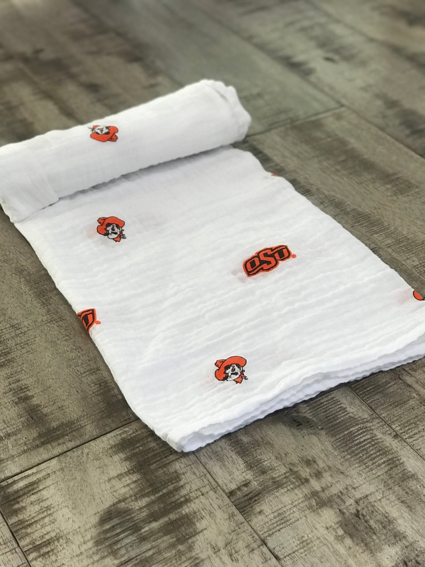Oklahoma State University Cowboys Muslin Swaddle Blanket | Officially Licensed OSU Gift