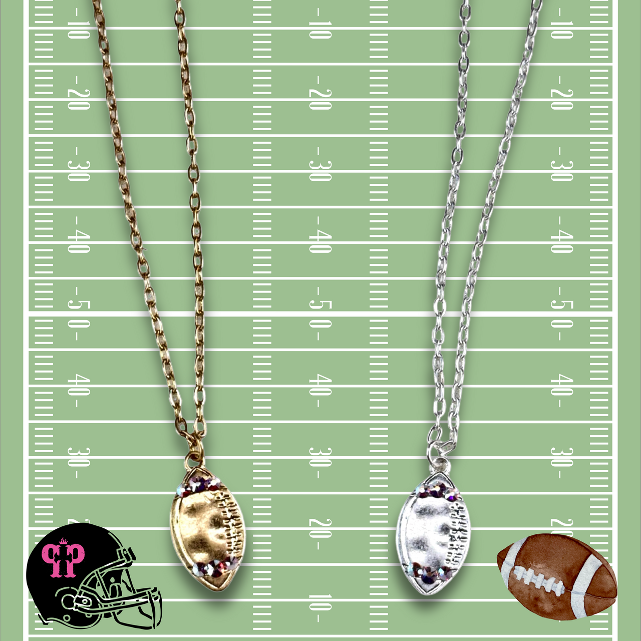 Football necklace with Austrian crystals - LC
