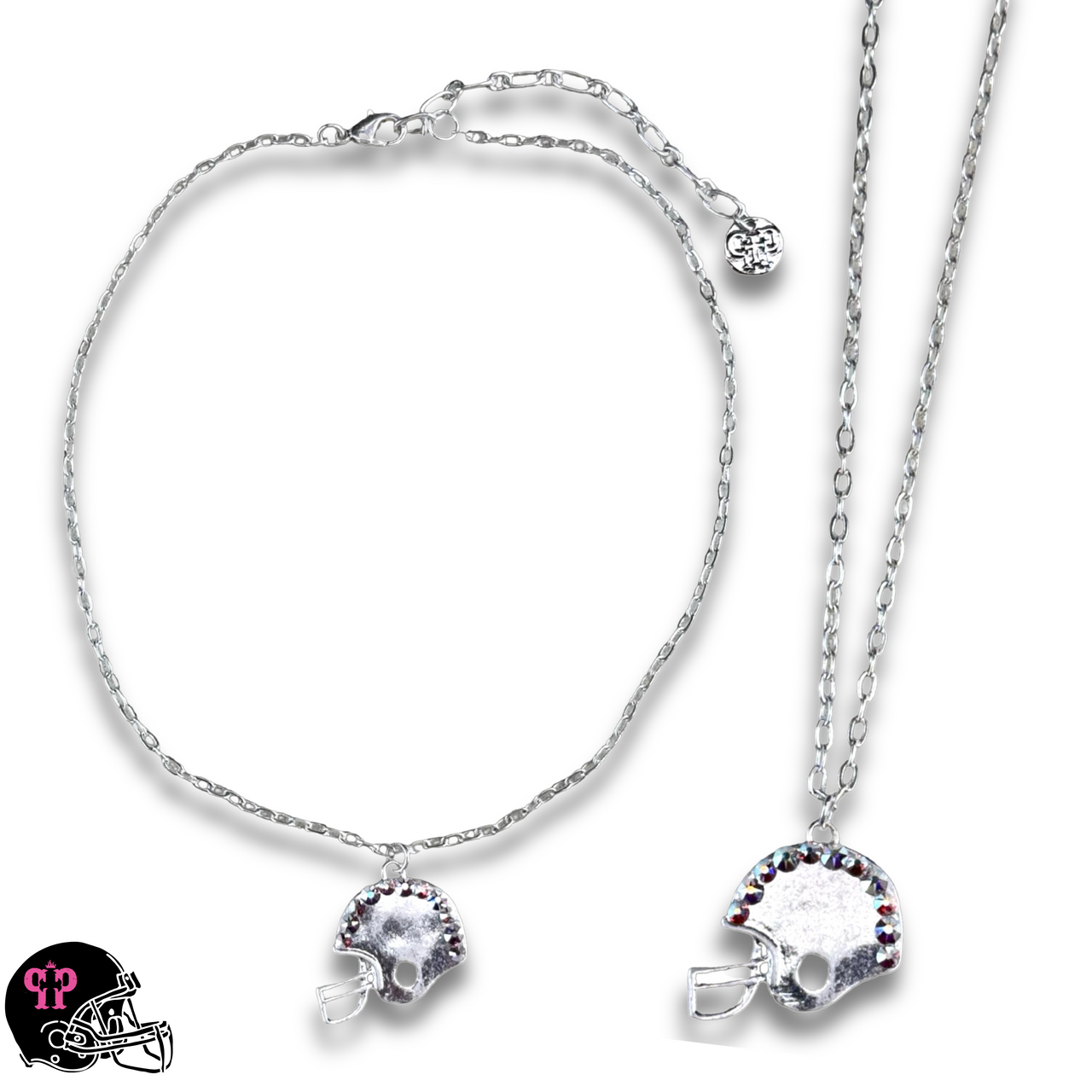 Football helmet necklace with Austrian crystals - LC