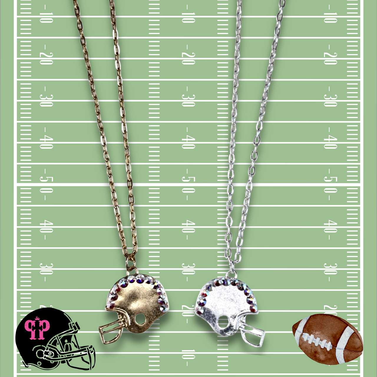 Football helmet necklace with Austrian crystals - LC